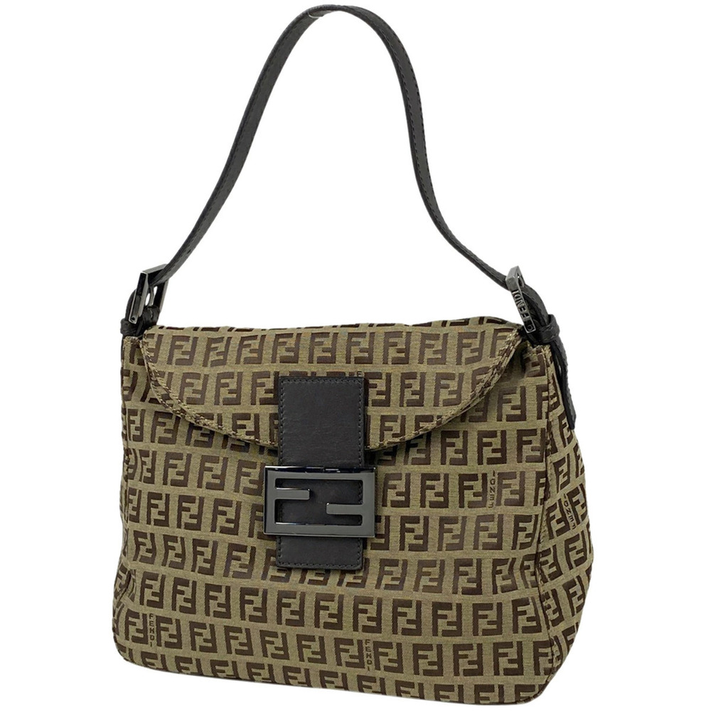 Fendi Zucchino Shoulder Bag Hobo Mamma Bucket Canvas Brown